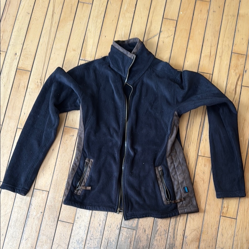 Black and Brown Utility Jacket with High Collar